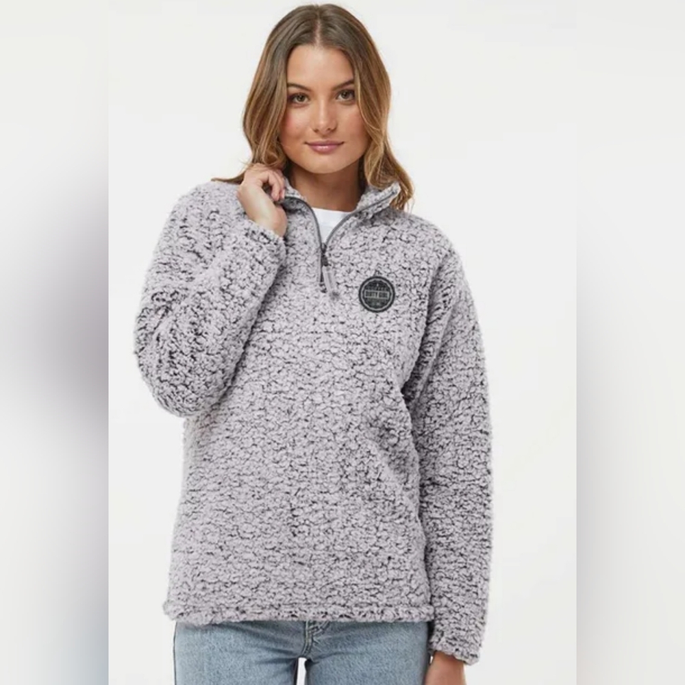 J America Ladies' Epic Sherpa Quarter-Zip Pullover - Oatmeal - M (PTP 20.5")